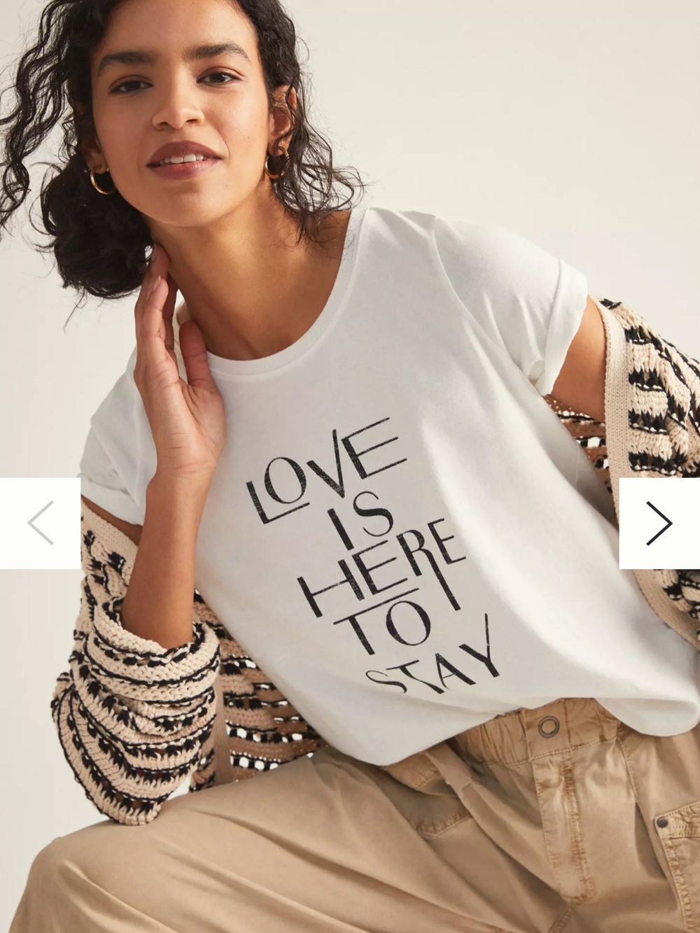 Anthropologie White Graphic Tee - "Love Is Here To Stay"